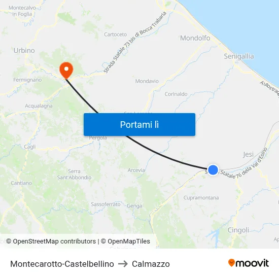 Montecarotto-Castelbellino to Calmazzo map