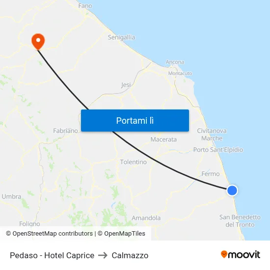 Pedaso - Hotel Caprice to Calmazzo map