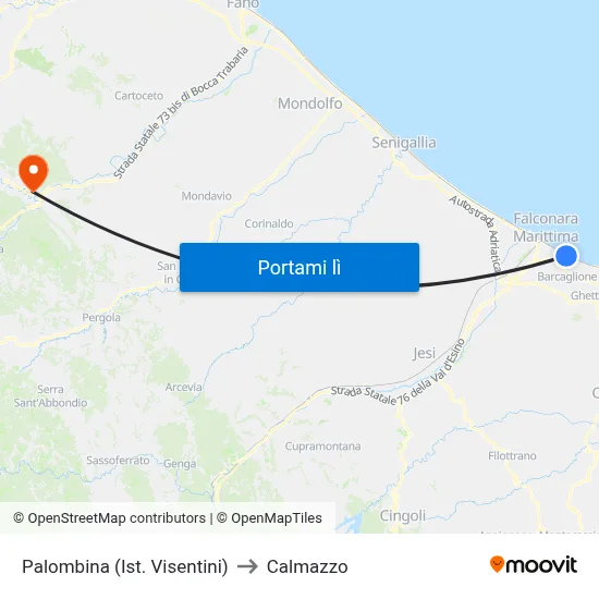 Palombina (Ist. Visentini) to Calmazzo map