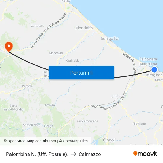 Palombina N. (Uff. Postale). to Calmazzo map