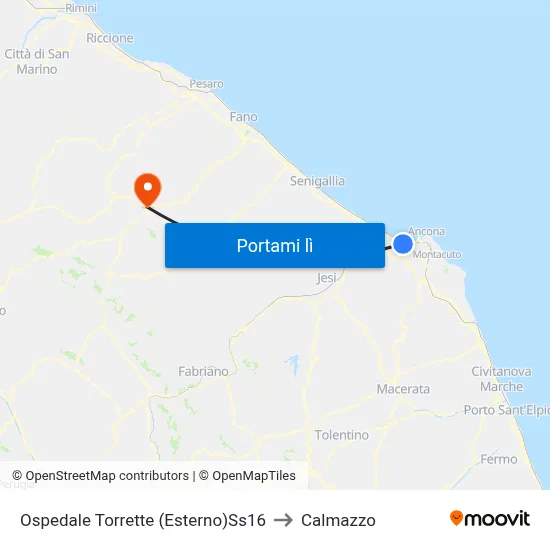 Ospedale Torrette (Esterno)Ss16 to Calmazzo map