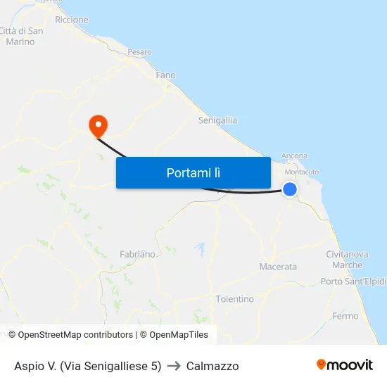 Aspio V. (Via Senigalliese 5) to Calmazzo map