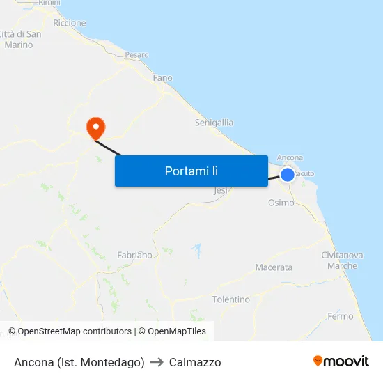 Ancona (Ist. Montedago) to Calmazzo map