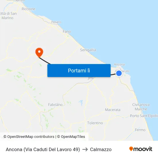 Ancona (Via Caduti Del Lavoro 49) to Calmazzo map