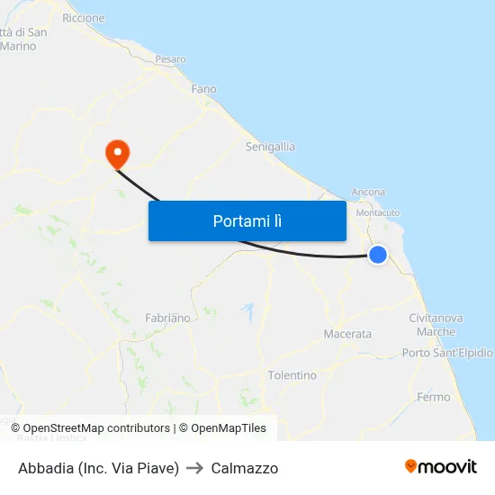 Abbadia (Inc. Via Piave) to Calmazzo map