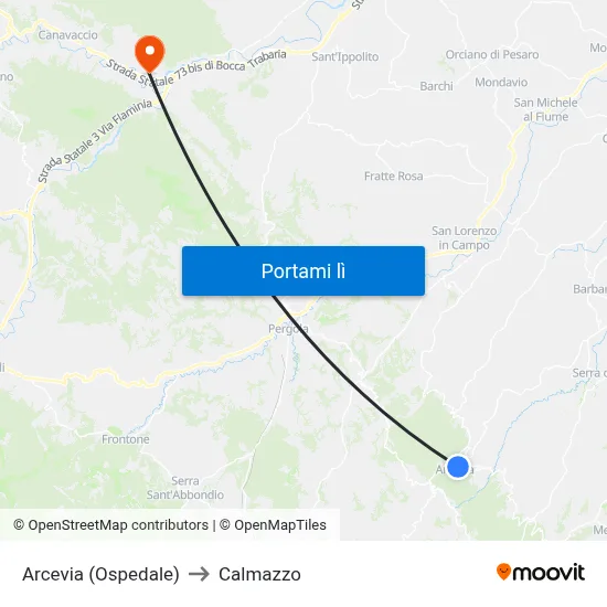 Arcevia  (Ospedale) to Calmazzo map