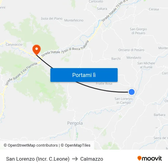 San Lorenzo (Incr. C.Leone) to Calmazzo map