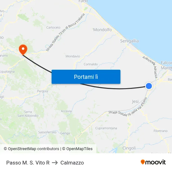 Passo M. S. Vito R to Calmazzo map