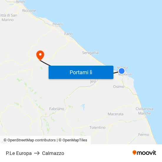 P.Le Europa to Calmazzo map
