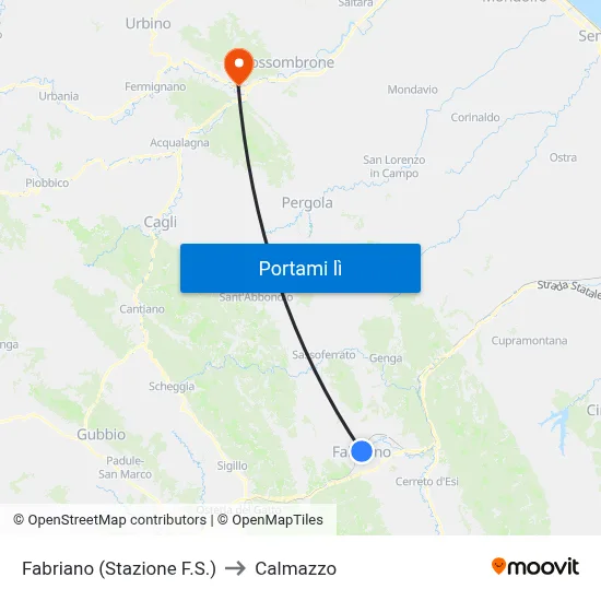 Fabriano (Stazione F.S.) to Calmazzo map