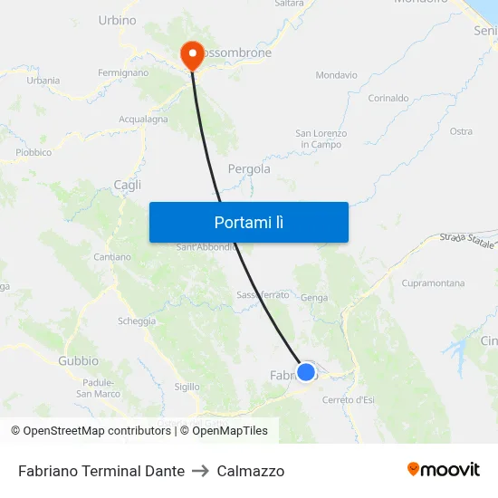 Fabriano  Terminal Dante to Calmazzo map