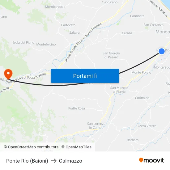 Ponte Rio (Baioni) to Calmazzo map