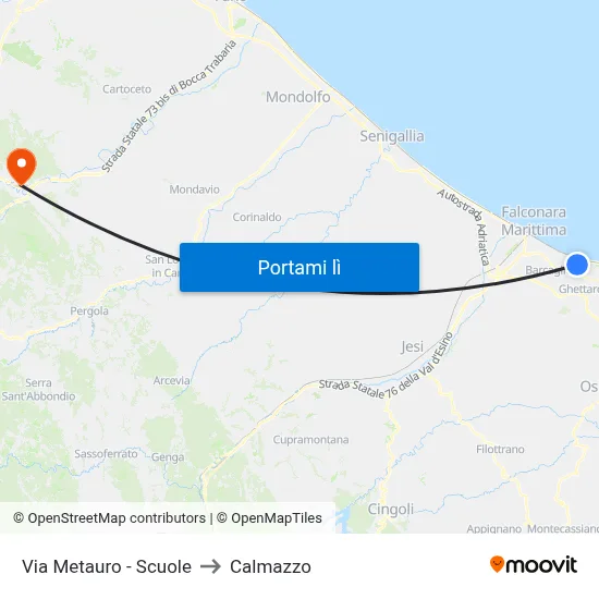 Via Metauro - Scuole to Calmazzo map