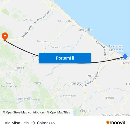 Via Misa - Itis to Calmazzo map