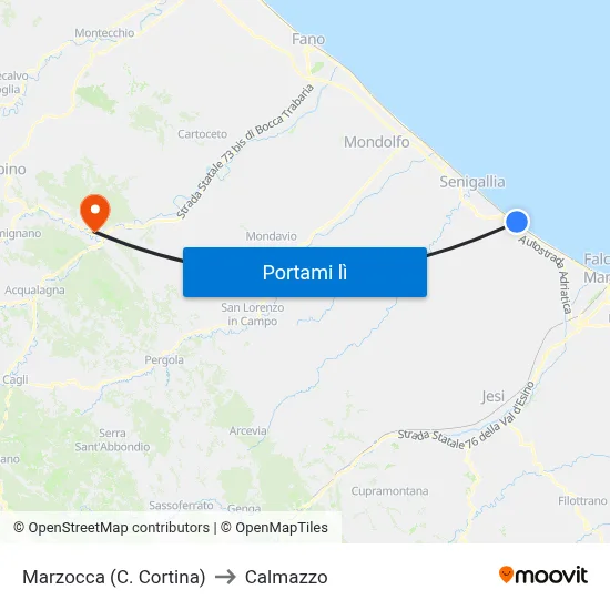 Marzocca (C. Cortina) to Calmazzo map