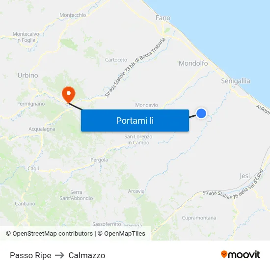 Passo Ripe to Calmazzo map