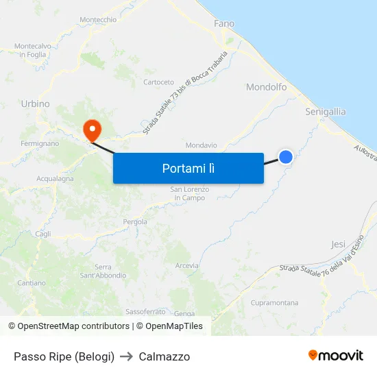 Passo Ripe (Belogi) to Calmazzo map