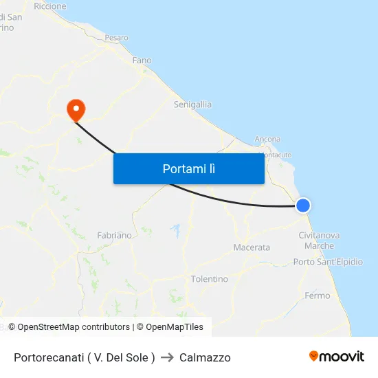 Portorecanati ( V. Del Sole ) to Calmazzo map