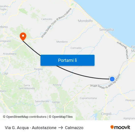 Via G. Acqua - Autostazione to Calmazzo map