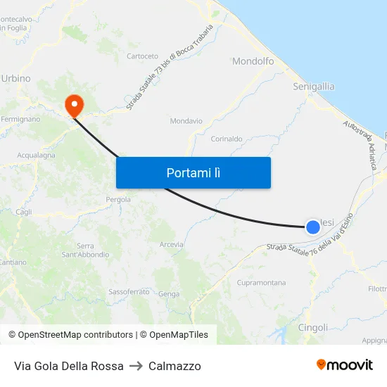 Via Gola Della Rossa to Calmazzo map