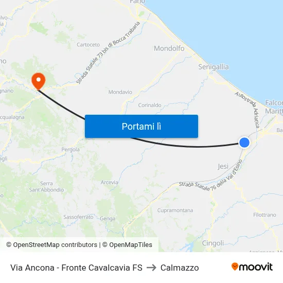 Via Ancona - Fronte Cavalcavia FS to Calmazzo map