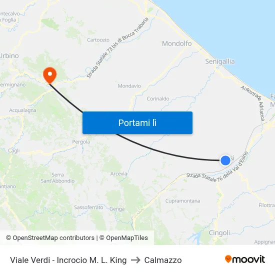 Viale Verdi - Incrocio M. L. King to Calmazzo map