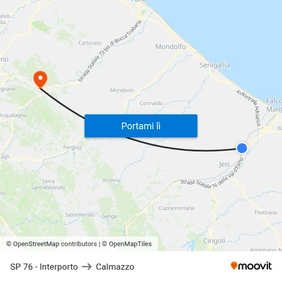 SP 76 - Interporto to Calmazzo map