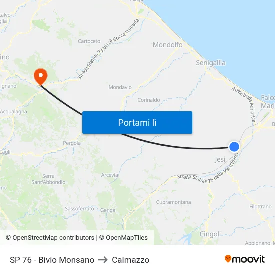 SP 76 - Bivio Monsano to Calmazzo map