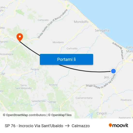 SP 76 - Incrocio Via Sant'Ubaldo to Calmazzo map
