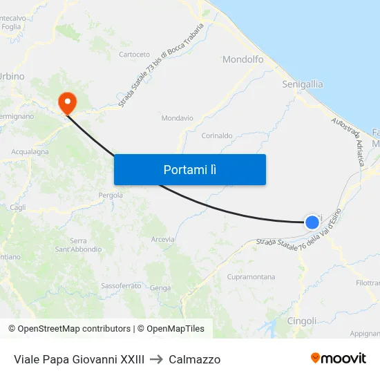 Viale Papa Giovanni XXIII to Calmazzo map