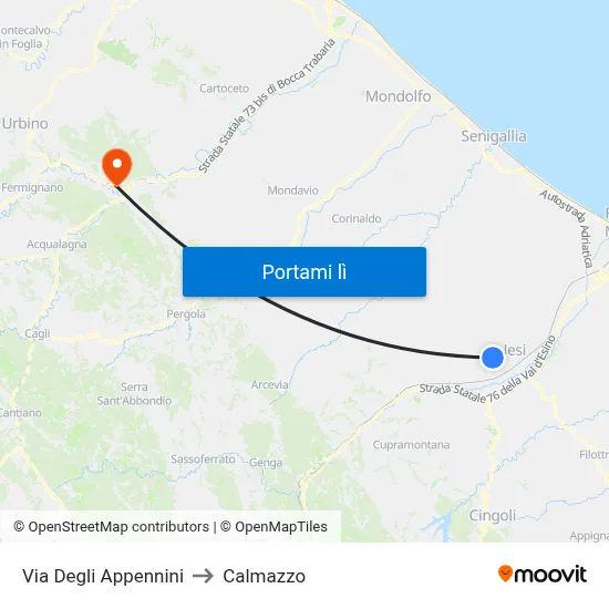 Via Degli Appennini to Calmazzo map