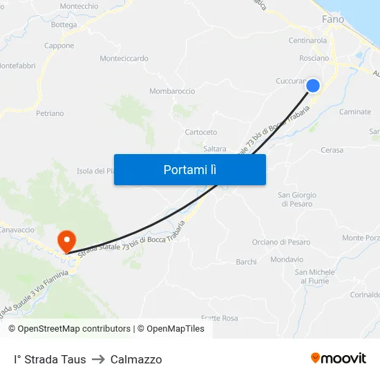 I° Strada Taus to Calmazzo map