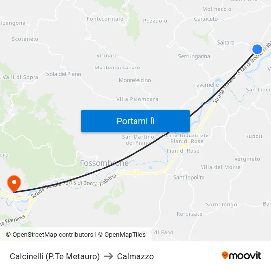 Calcinelli (P.Te Metauro) to Calmazzo map