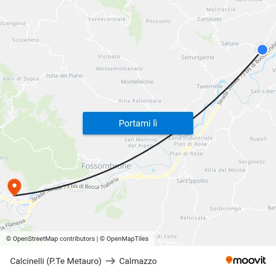 Calcinelli (P.Te Metauro) to Calmazzo map
