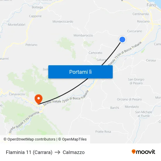 Flaminia 11 (Carrara) to Calmazzo map