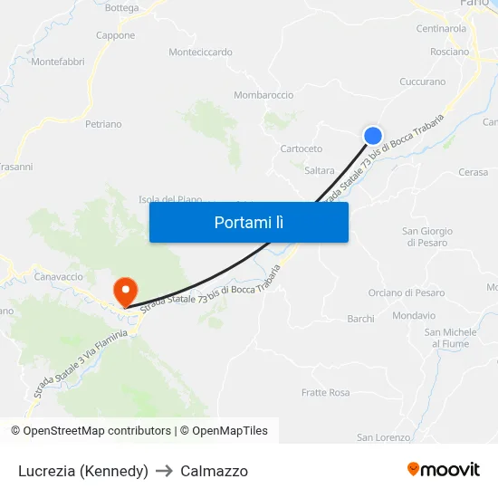 Lucrezia (Kennedy) to Calmazzo map