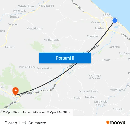 Piceno 1 to Calmazzo map
