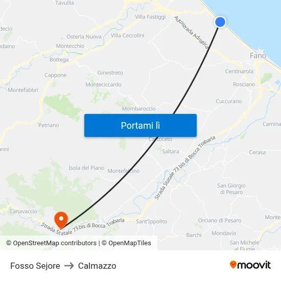 Fosso Sejore to Calmazzo map
