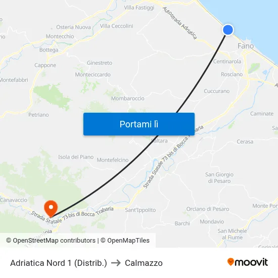 Adriatica Nord  1 (Distrib.) to Calmazzo map