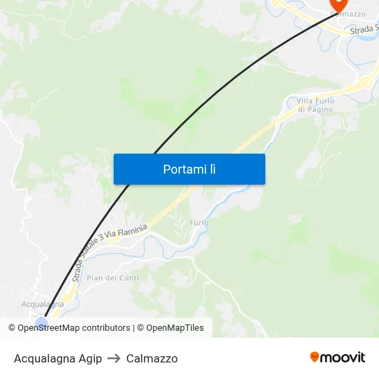 Acqualagna Agip to Calmazzo map