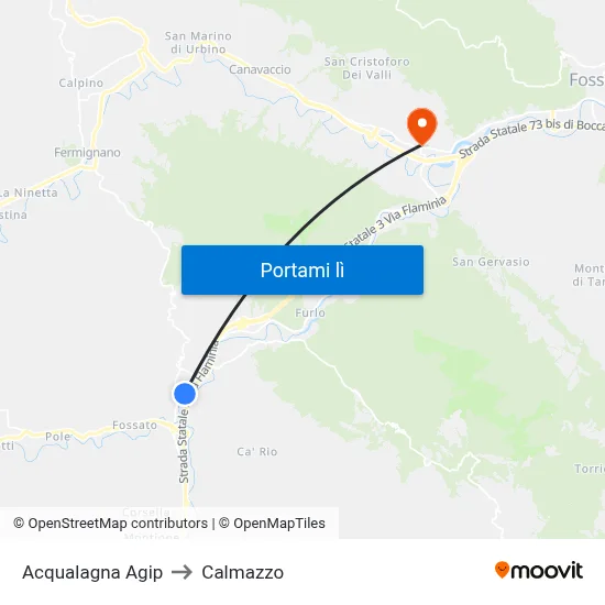 Acqualagna Agip to Calmazzo map