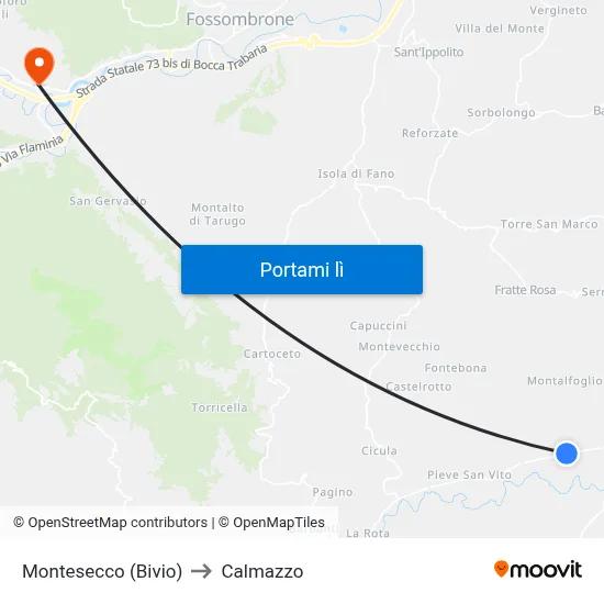Montesecco (Bivio) to Calmazzo map