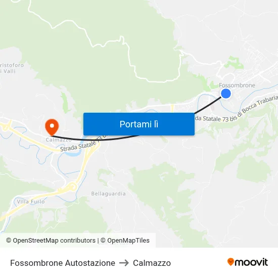Fossombrone Autostazione to Calmazzo map