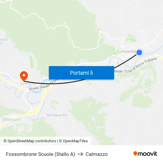 Fossombrone Scuole (Stallo A) to Calmazzo map