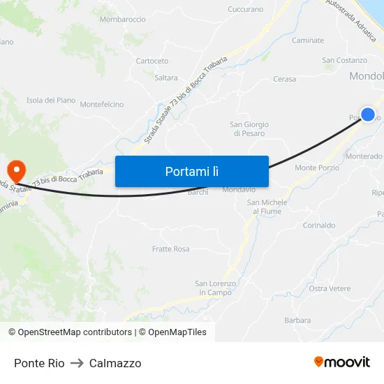 Ponte Rio to Calmazzo map