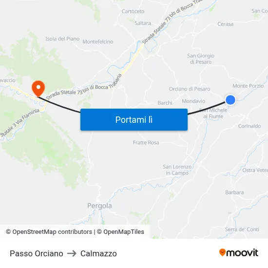 Passo Orciano to Calmazzo map