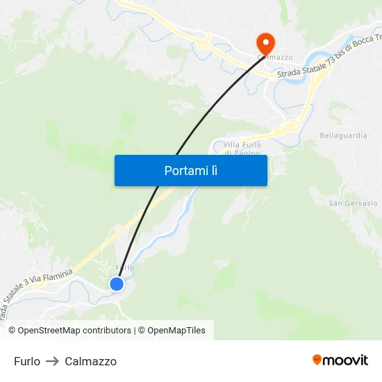 Furlo to Calmazzo map
