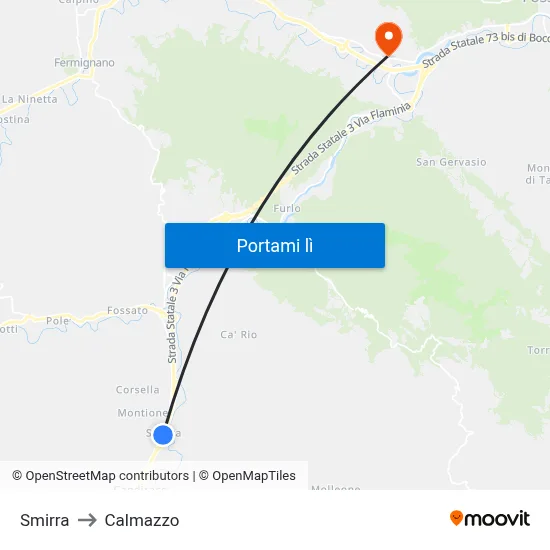 Smirra to Calmazzo map