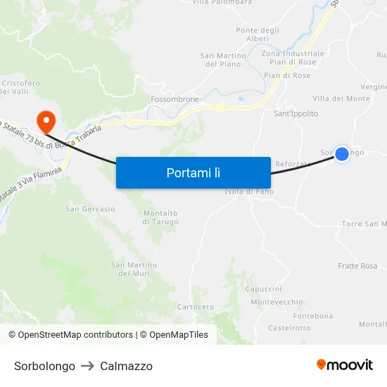 Sorbolongo to Calmazzo map
