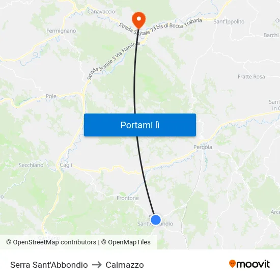 Serra Sant'Abbondio to Calmazzo map